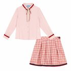 Girls Pink Blouse & Skirt Set, 1, hi-res