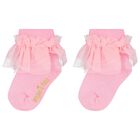Baby Girls Pink Ruffled Socks, 1, hi-res