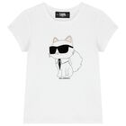 Girls White Choupette Logo T-Shirt, 1, hi-res