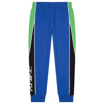 Boys Blue & Green Logo Joggers