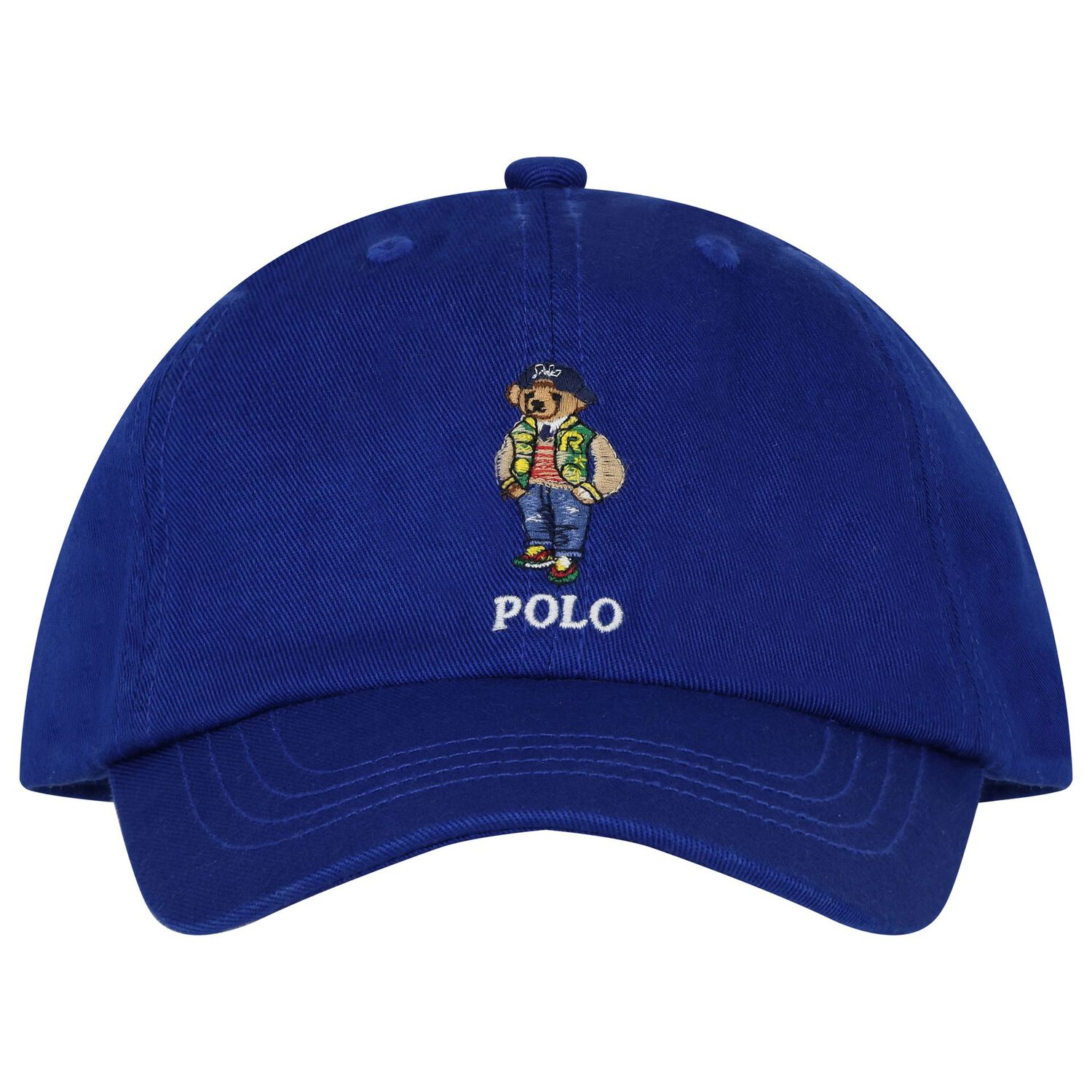 Boys Blue Polo Bear Cap, 1, hi-res