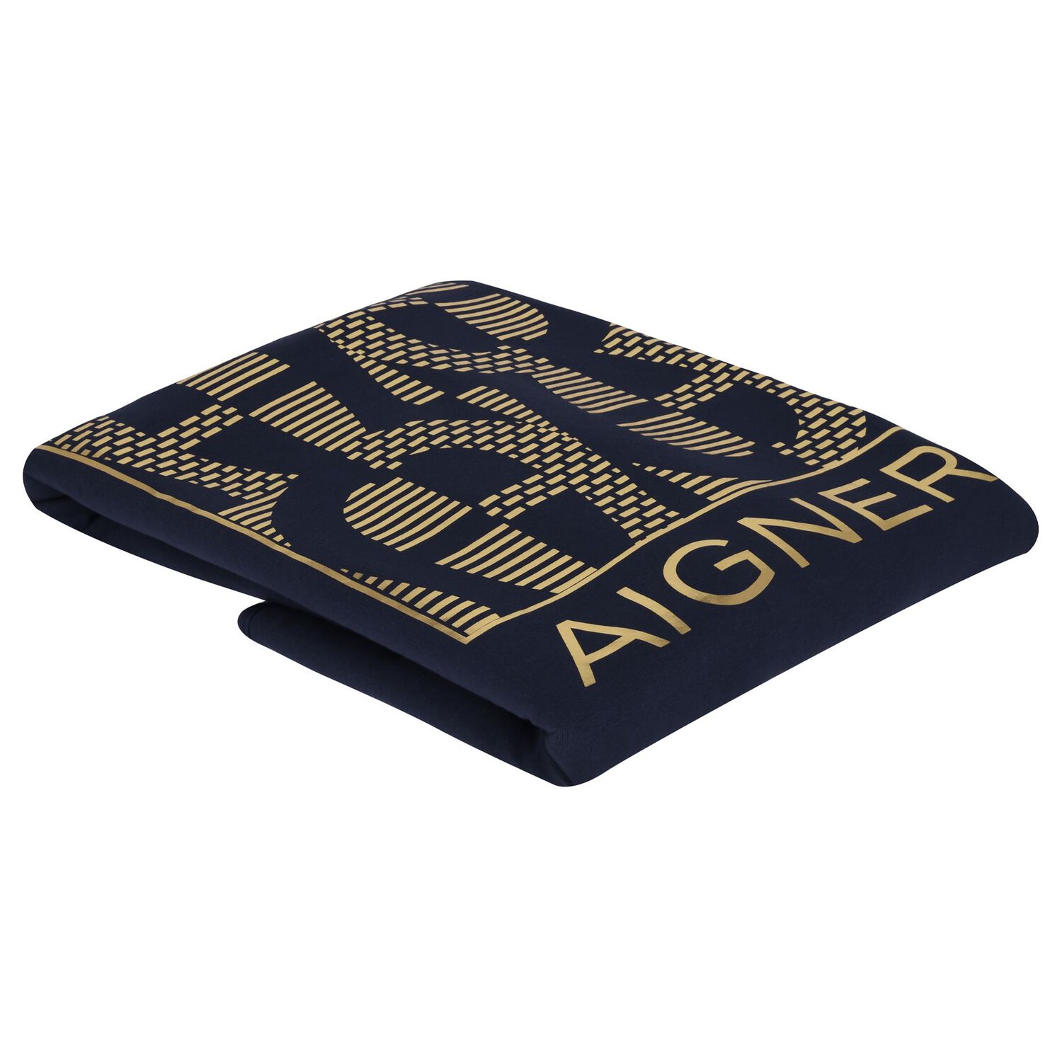 Baby Boys Navy Blue & Gold Logo Blanket, 3, hi-res