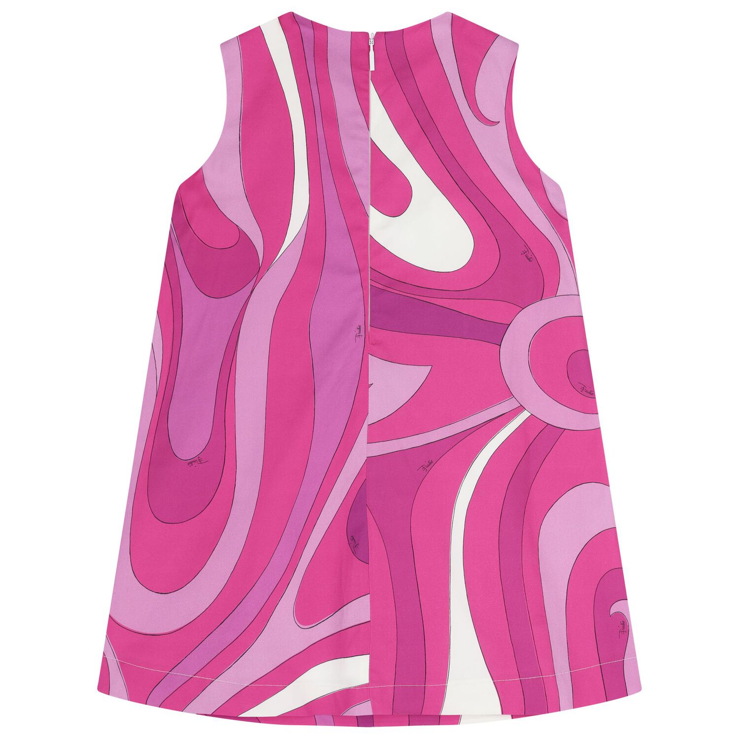 Girls White & Purple Marmo Sleeveless Dress, 1, hi-res