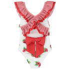 Girls White & Red Raspberry Swimsuit, 1, hi-res