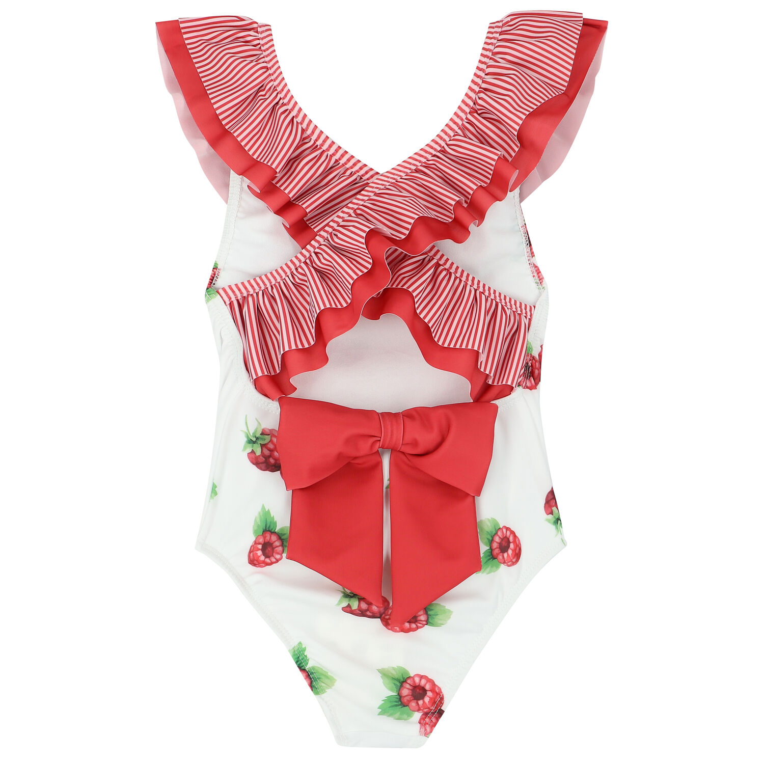Girls White & Red Raspberry Swimsuit, 1, hi-res