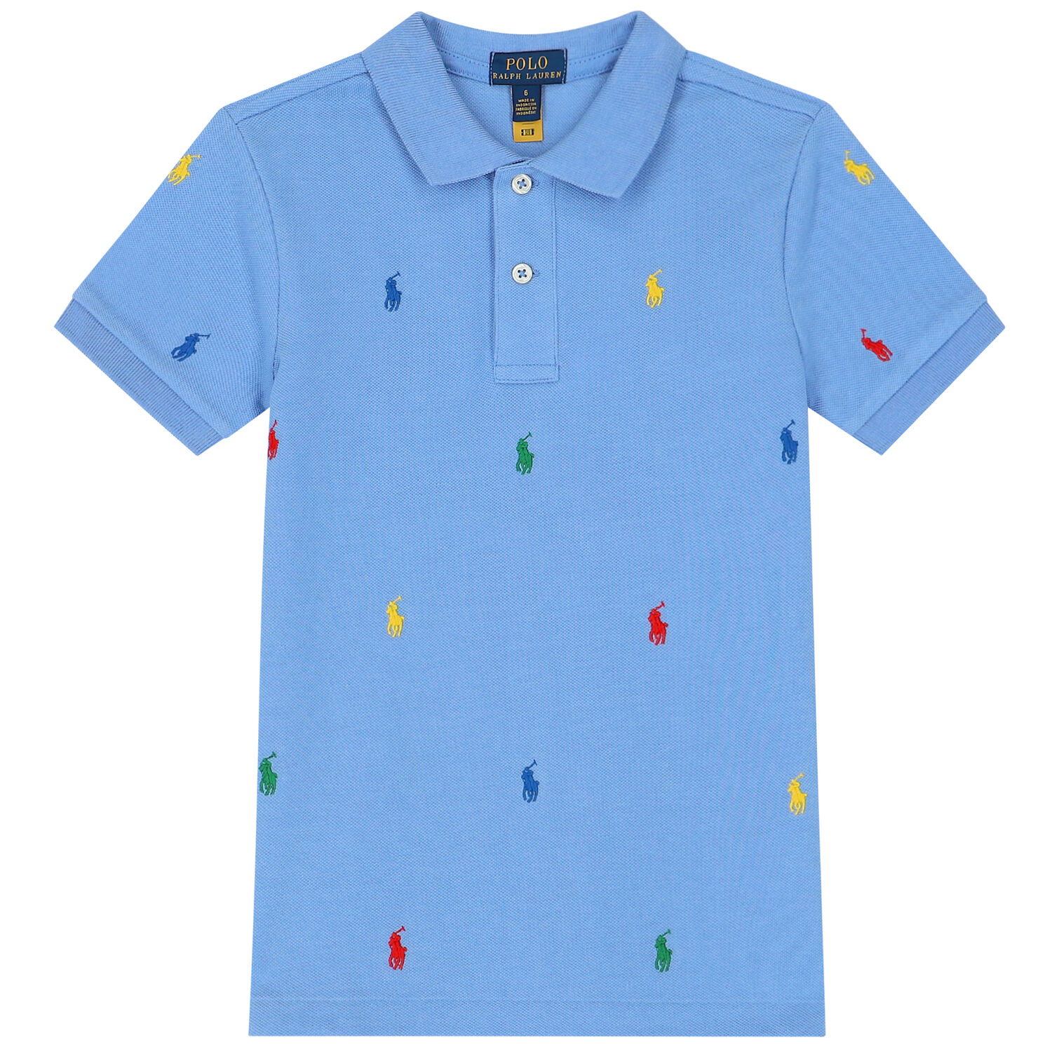Boys Blue Logo Polo Shirt, 2, hi-res