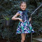 Girls Blue & Purple Floral Satin Dress, 1, hi-res