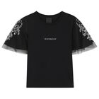 Girls Black Logo T-Shirt, 1, hi-res
