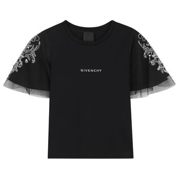 Givenchy Girls Black Logo T-Shirt, 1 Girls Black Logo T-Shirt