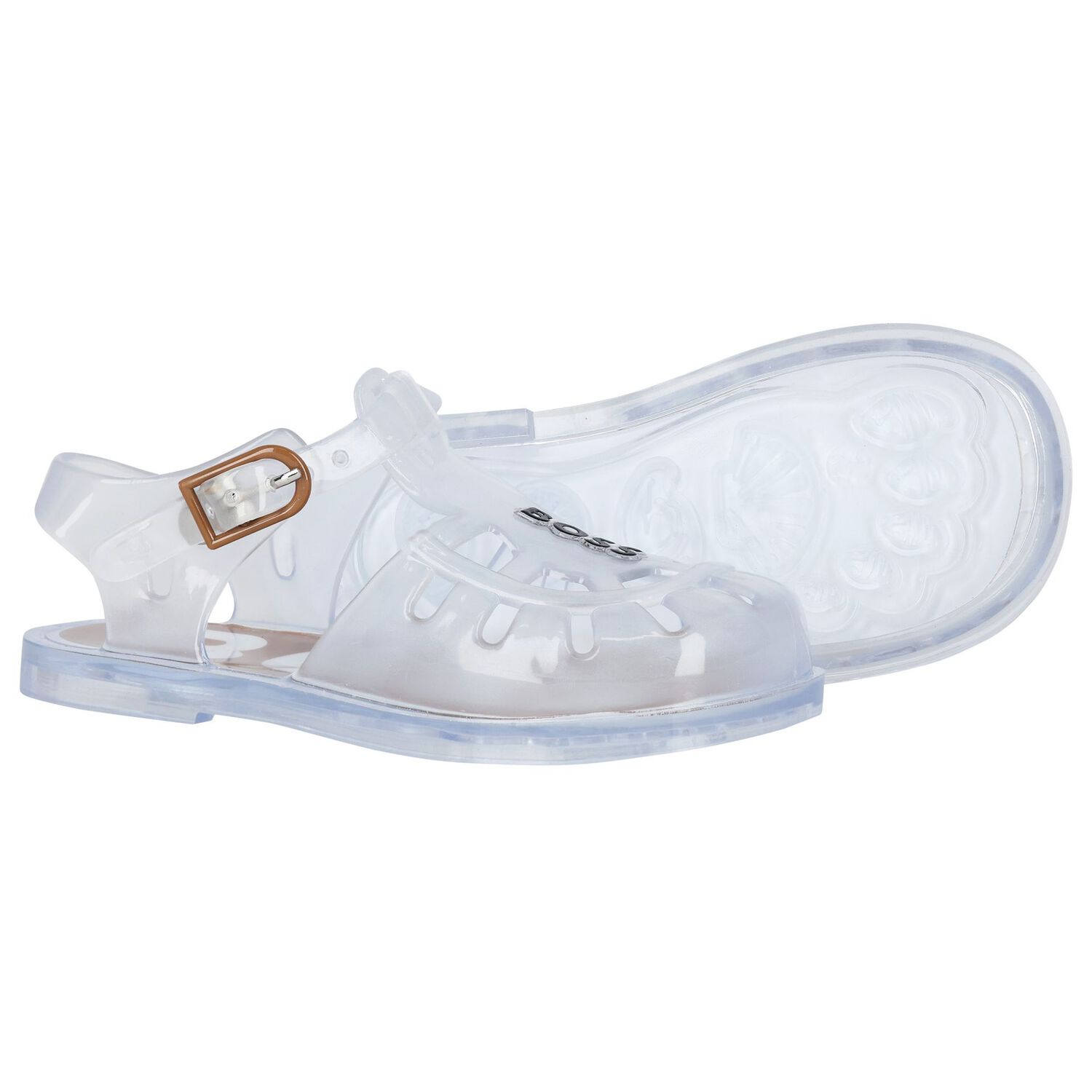 Girls Transparent Logo Jelly Sandals, 1, hi-res image number null