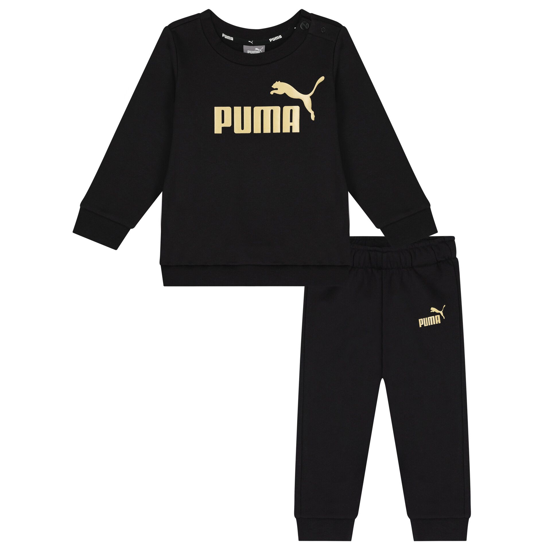 Puma Black Gold Logo Tracksuit Junior Couture UK