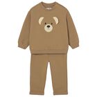 Younger Beige Teddy Bear Tracksuit, 2, hi-res