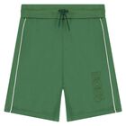 Boys Green Logo Shorts, 1, hi-res