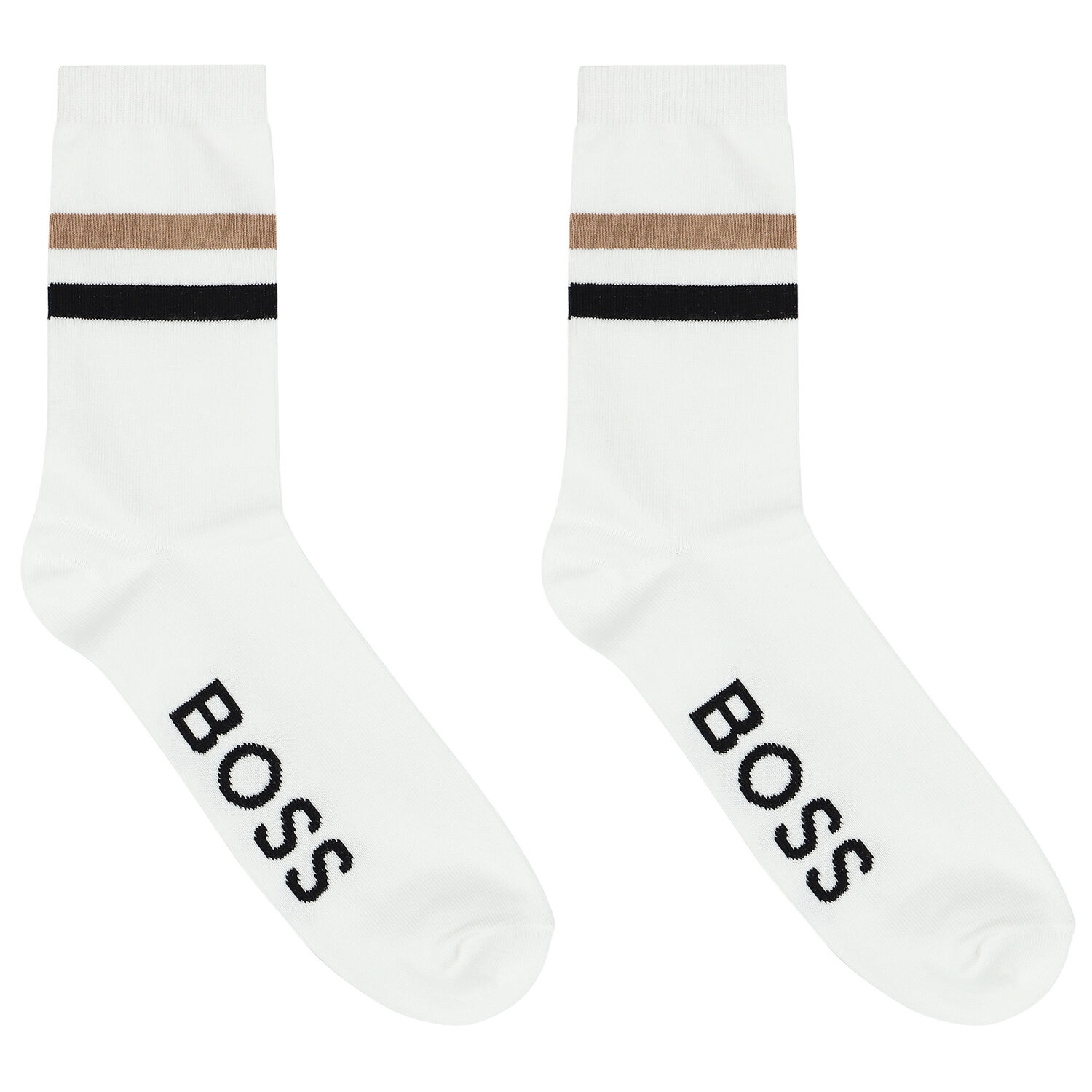 Boys White, Black & Beige Socks (2 Pack), 1, hi-res