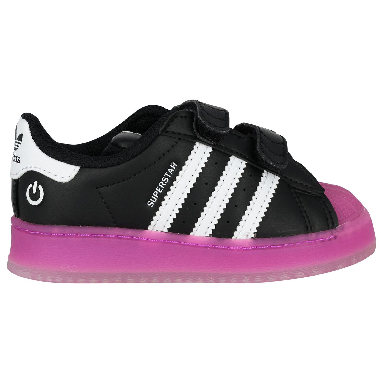 Girls Black & Pink Superstar Led Lights Trainers, 1, hi-res image number null