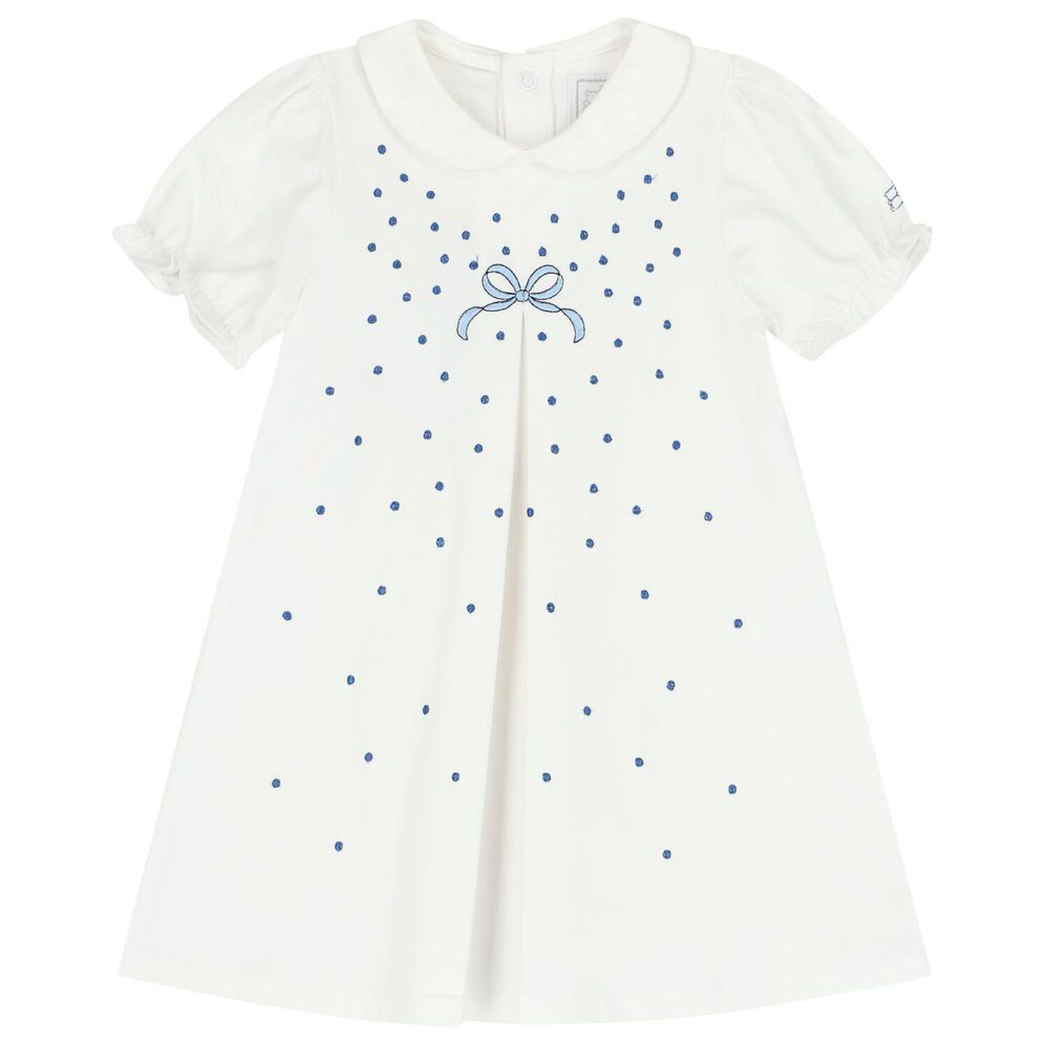 Baby Girls White & Blue Bow Dress Set, 1, hi-res image number null