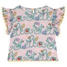 Girls Pink Floral Logo Blouse, 1, hi-res
