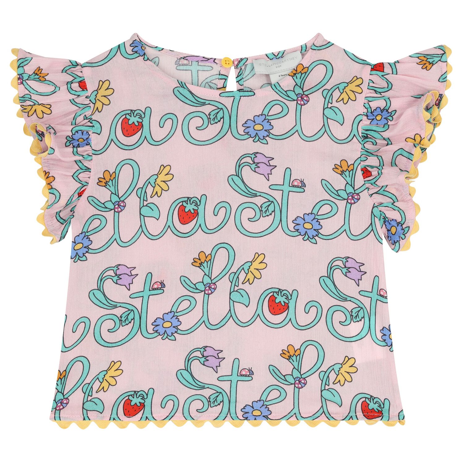 Girls Pink Floral Logo Blouse, 1, hi-res
