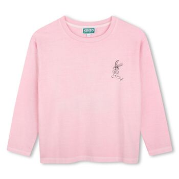 Girls Pink Bunny Logo Long Sleeve Top