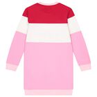 Girls Pink & White Logo Sweatshirt Dress, 1, hi-res