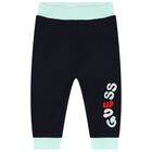 Baby Boys Navy Blue & Green Logo 3-Piece Tracksuit, 1, hi-res