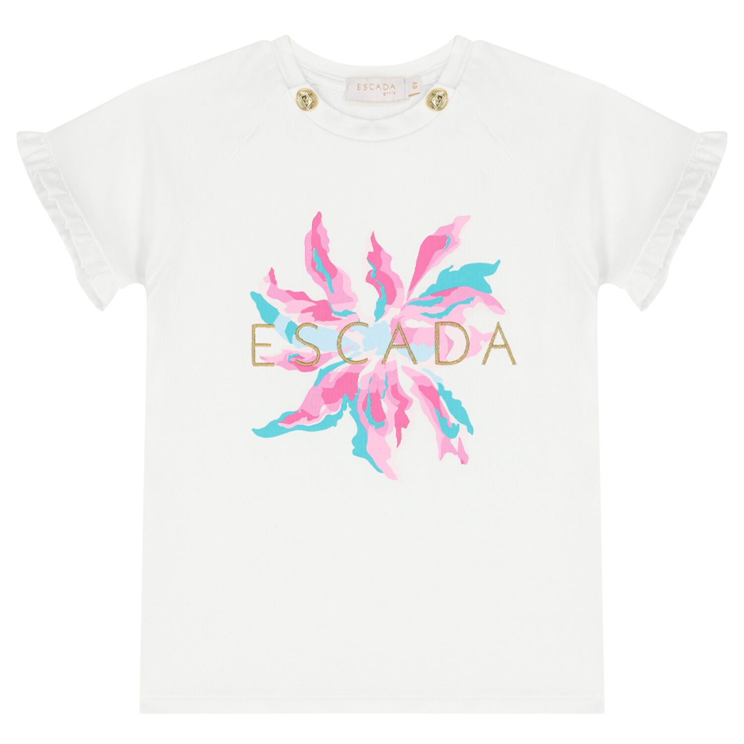 Girls White Logo T-Shirt, 1, hi-res