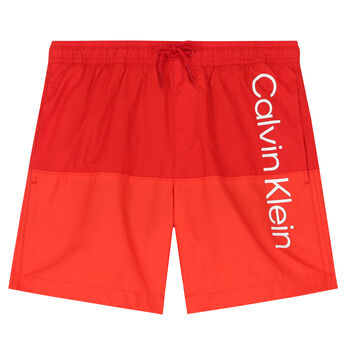 Boys Red Logo Swim Shorts