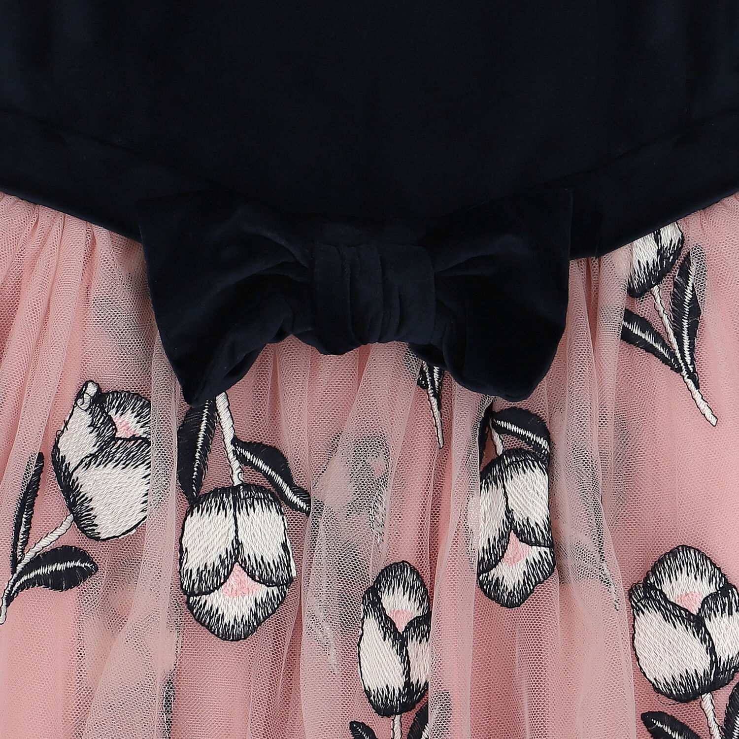 Girls Navy & Pink Velvet Dress, 1, hi-res