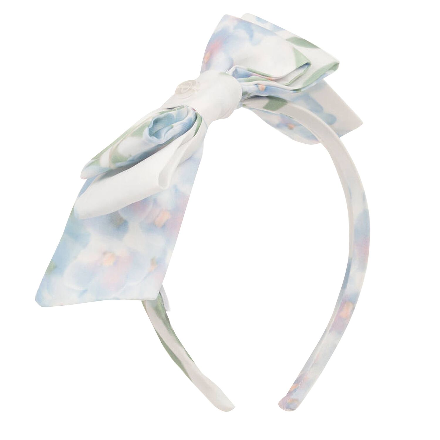 Girls Blue Floral Chiffon Headband, 4, hi-res image number null