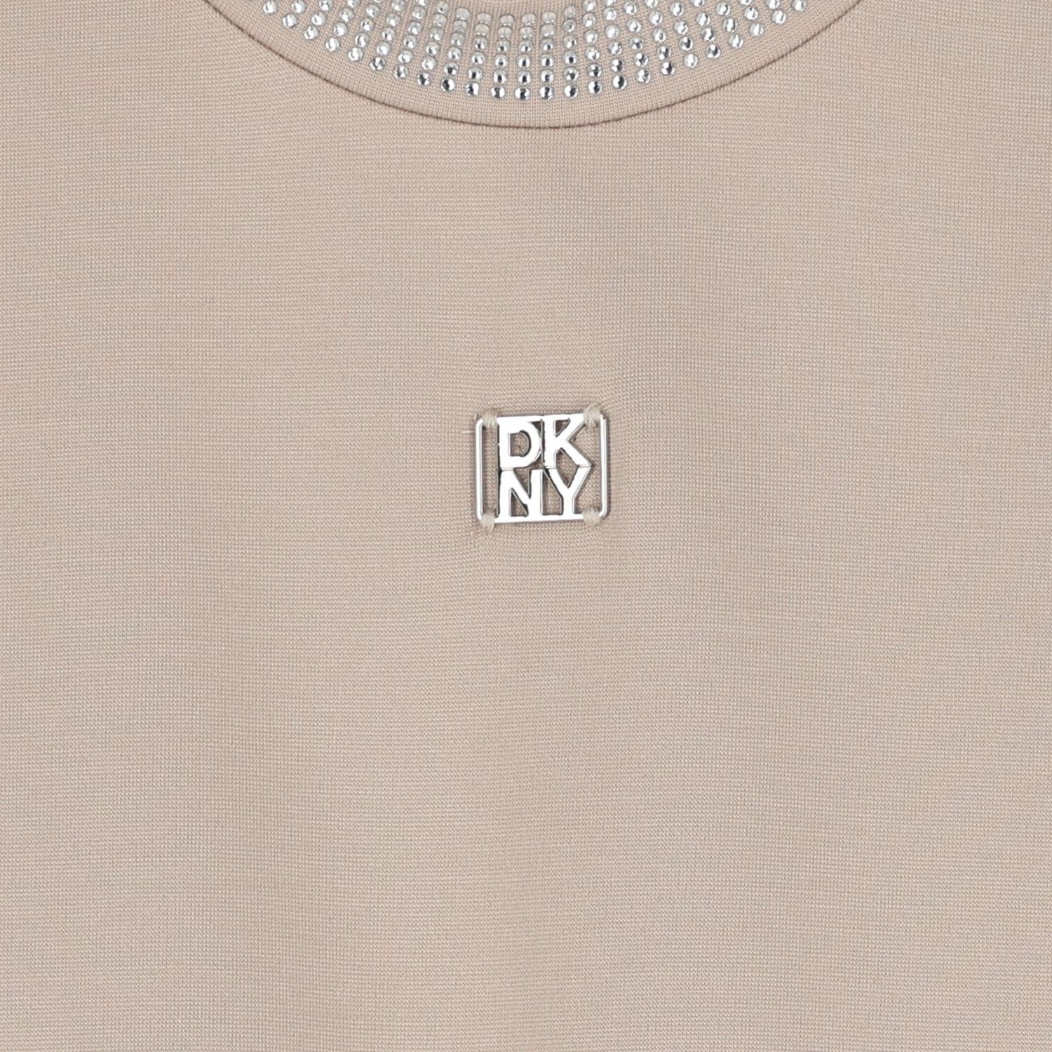 Girls Beige Logo Dress, 1, hi-res