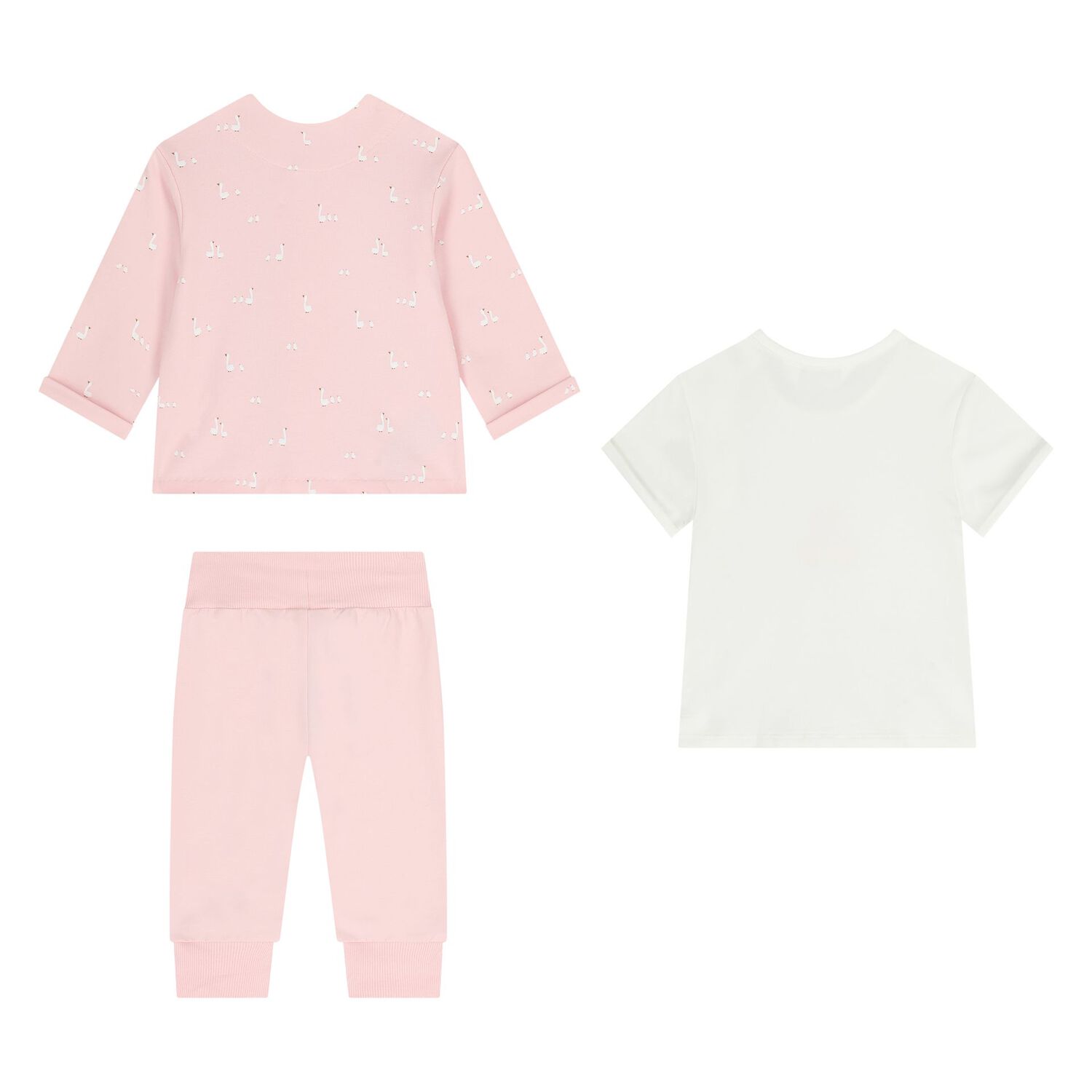 Baby Girls White & Pink Tracksuit Set ( 3 Piece ), 4, hi-res