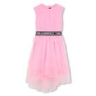 Girls Pink Logo Tulle Dress, 1, hi-res