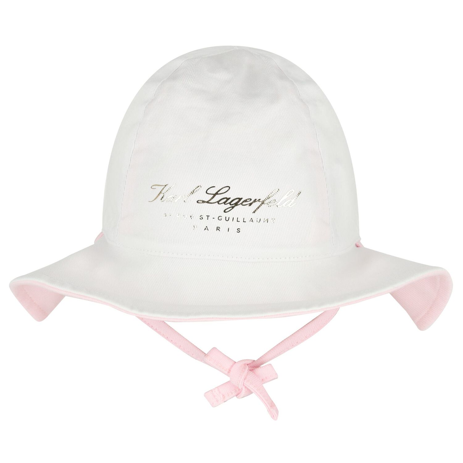 Baby Girls Pink & White Logo Reversible Logo Hat, 1, hi-res