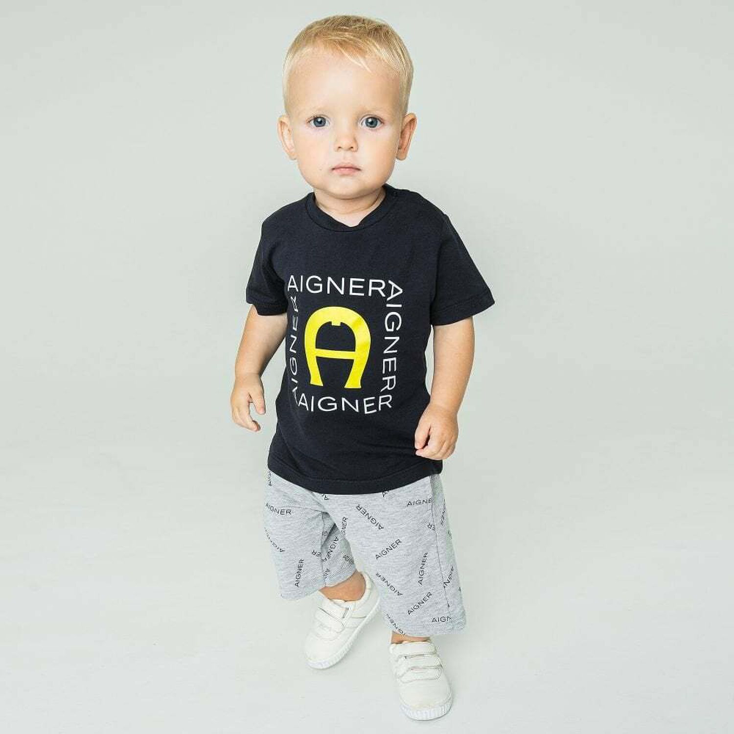 Younger Boys Grey Logo Shorts, 2, hi-res