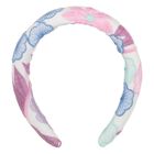 Girls White Embroidered Floral Headband, 1, hi-res