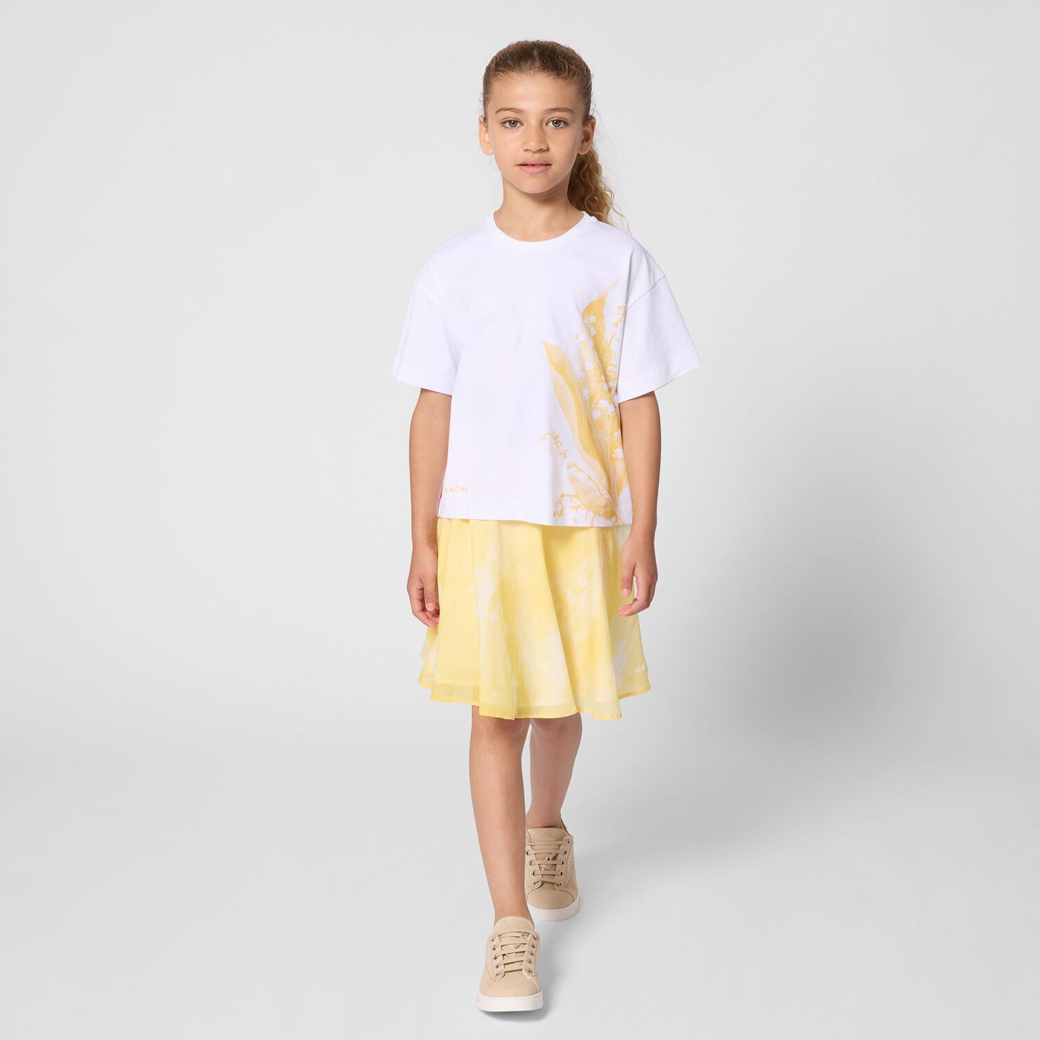 Girls White Floral T-Shirt, 1, hi-res