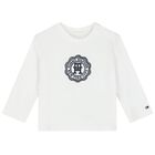 Baby Boys White Logo Long Sleeve Top, 1, hi-res