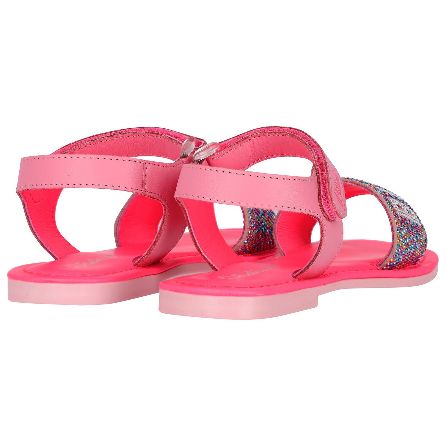 Girls Pink Embellished Logo Sandals, 1, hi-res image number null
