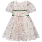 Girls Pink Floral Tulle Dress, 1, hi-res
