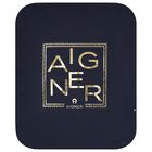 Baby Boys Navy Blue & Gold Logo Blanket, 3, hi-res