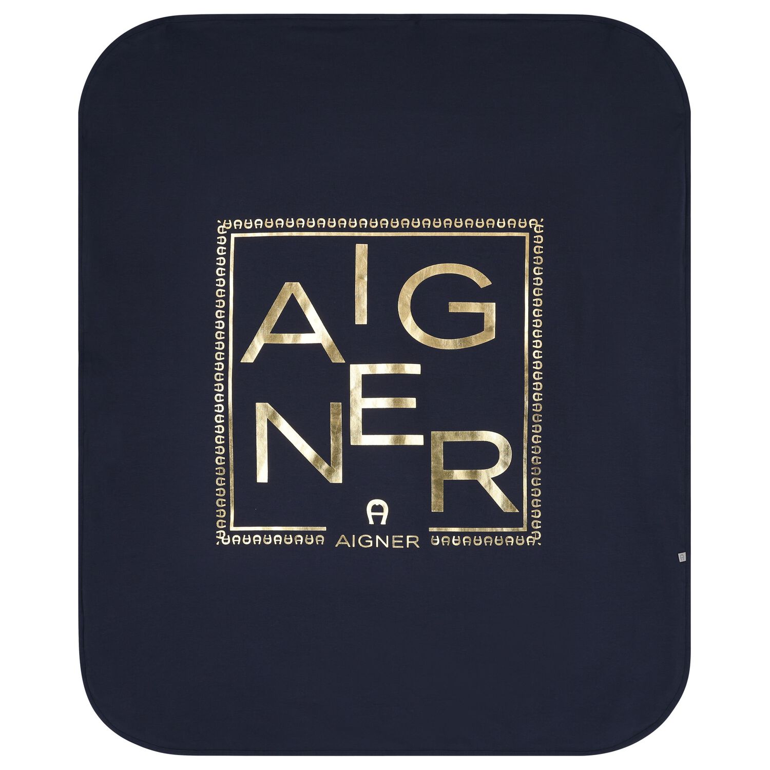 Baby Boys Navy Blue & Gold Logo Blanket, 3, hi-res