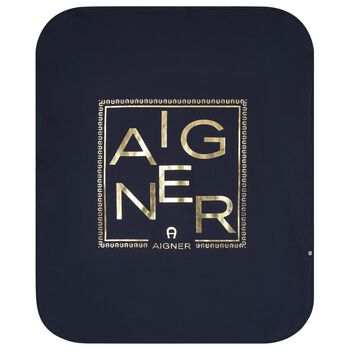 Baby Boys Navy Blue & Gold Logo Blanket