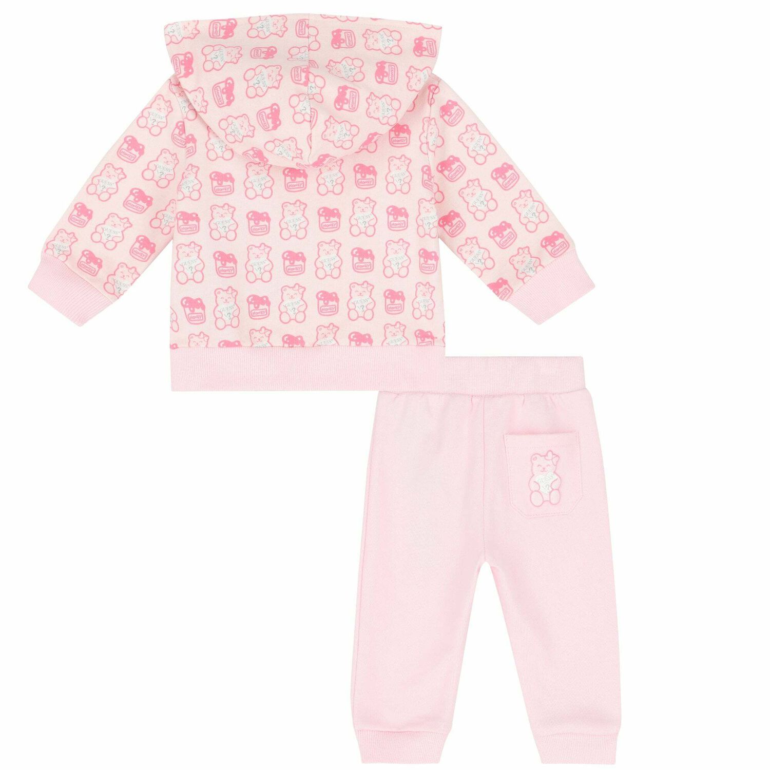 Baby Girls Pink Teddy Tracksuit, 2, hi-res