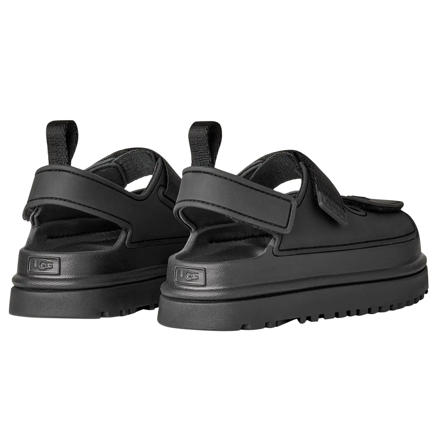 Black Chunky Logo Sandals , 1, hi-res