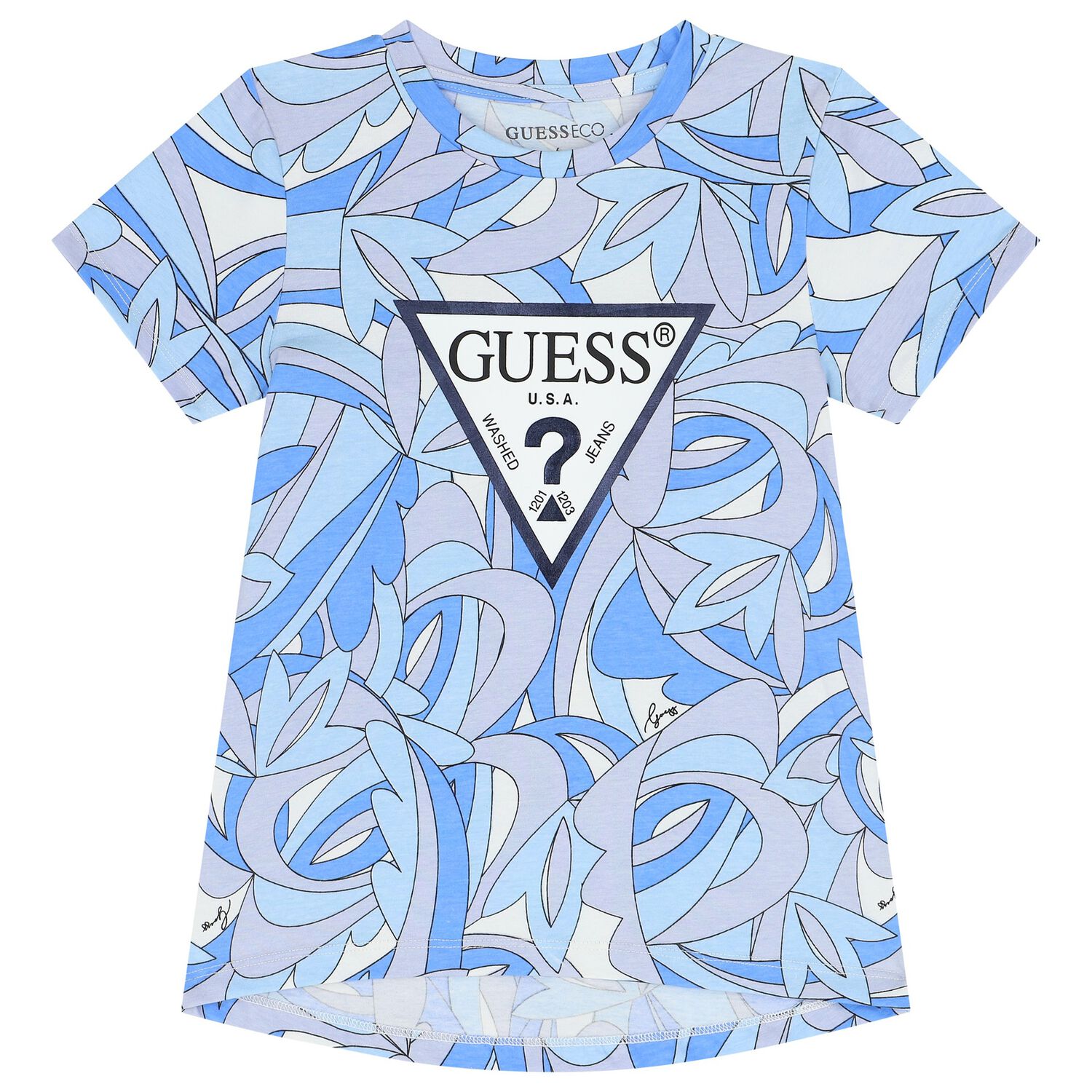Girls Blue Abstract Logo T-Shirt, 1, hi-res image number null