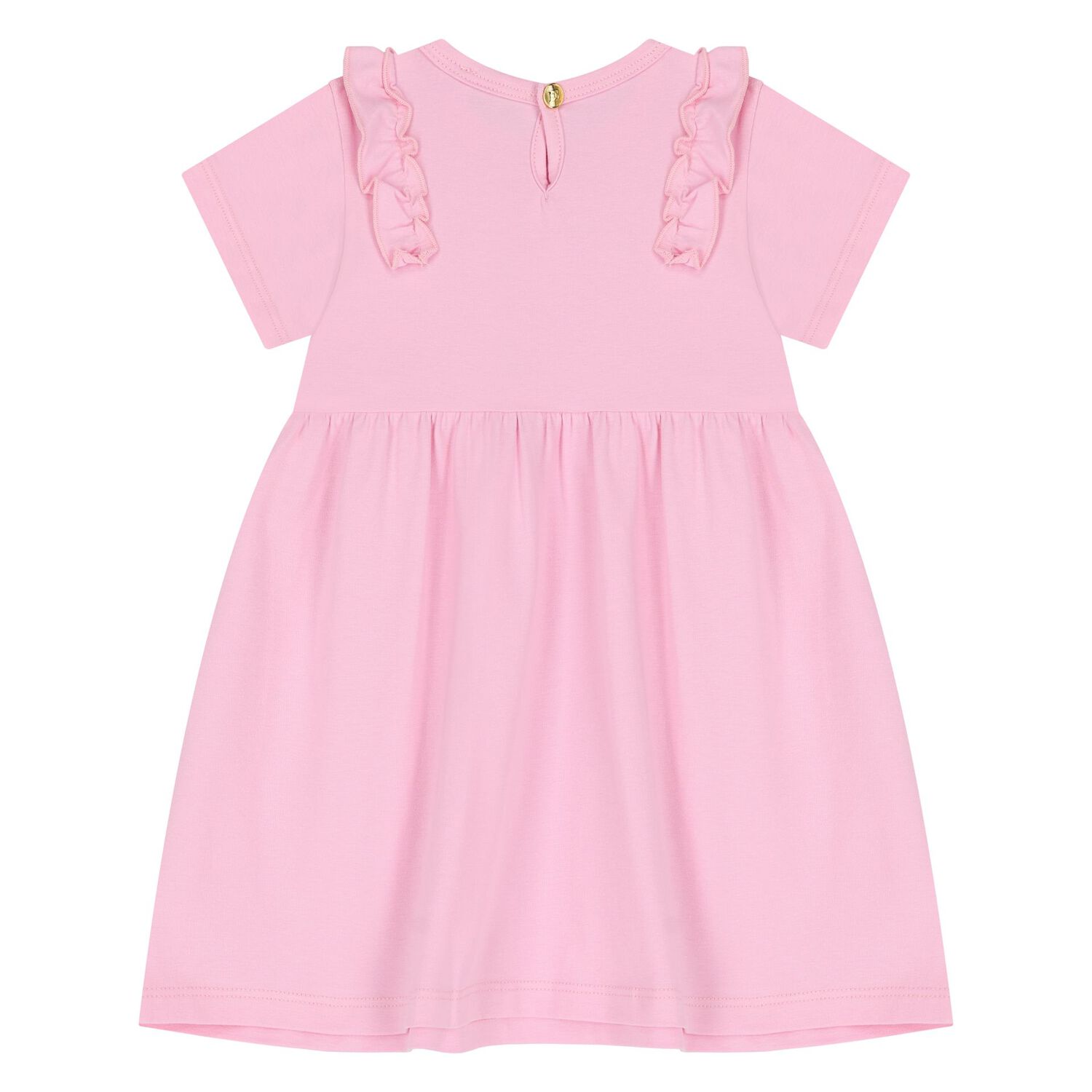 Younger Girls Pink Logo Ruffled Dress, 1, hi-res