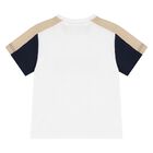 Younger Boys White & Beige Logo Shorts Set, 1, hi-res