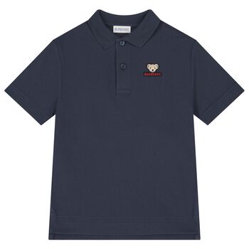Boys Blue Teddy Bear Polo Shirt 