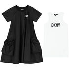 Girls Black & White Logo Dress Set, 1, hi-res
