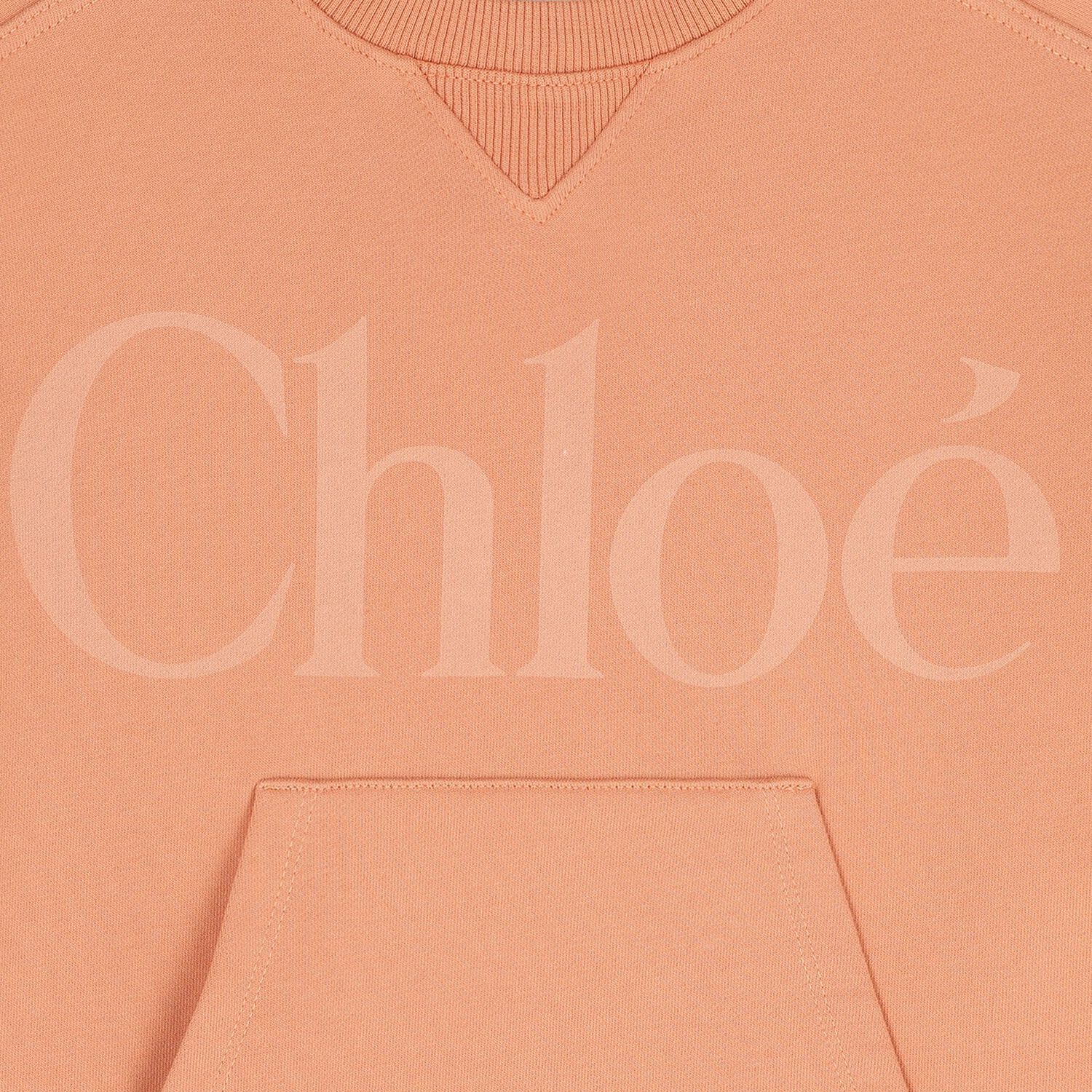 Girls Mini Me Orange Logo Sweatshirt Dress, 2, hi-res